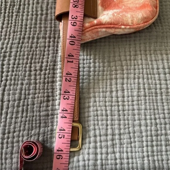 Clare V Canvas Fanny Pack Belt Bag Leather Strap Tie Dye Blood Orange Cloud - Picture 8 of 10